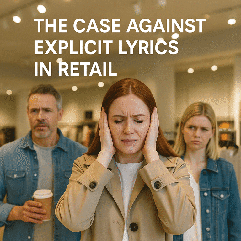 Clean background music suitable for customer-facing spaces
