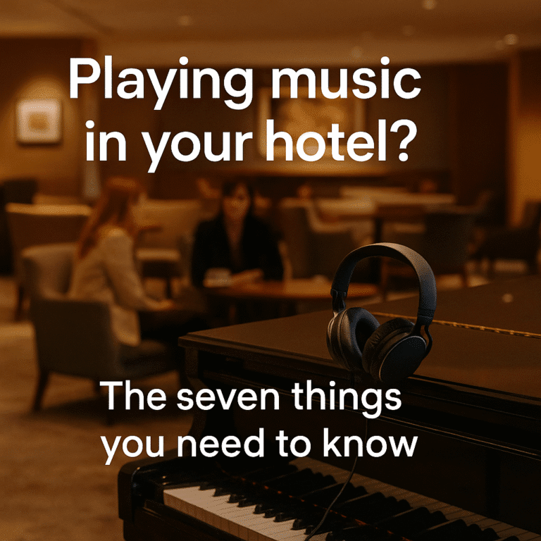 Background music playing in a hotel