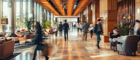 Hotel background music strategy in a luxury lobby